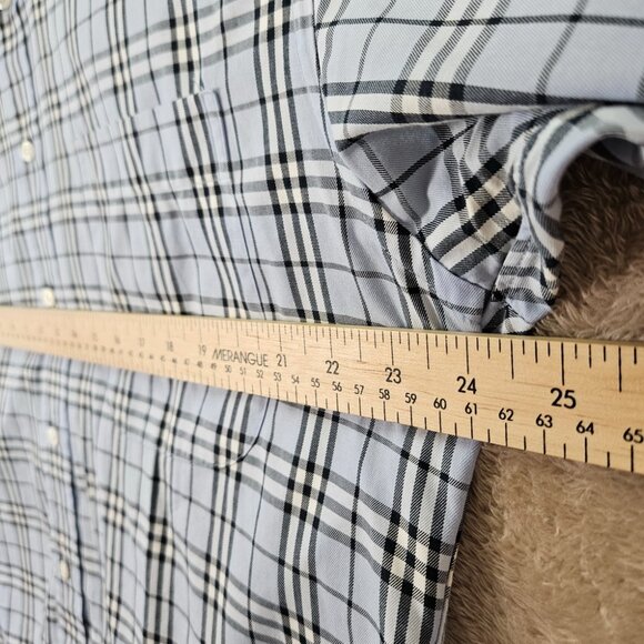 Burberry London Made in USA Plaid Shirt Men's Size M Check Blue Long Sleeve Brit - Picture 4 of 10